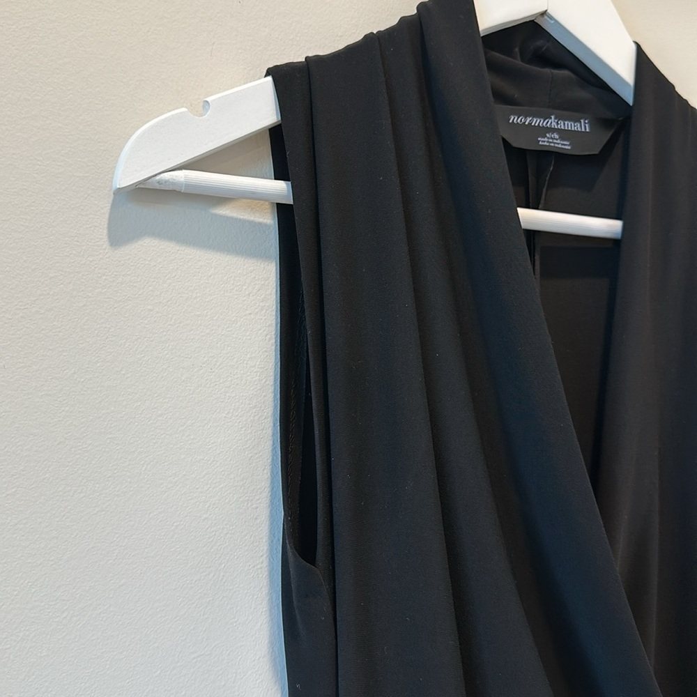 Norma Kamali Black Midi Dress Stretch Jersey Knit Funeral Mature Wedding Guest - Picture 8 of 15